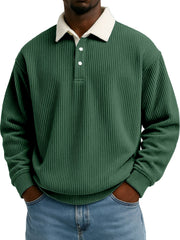 Men's Color-Block Corduroy Long-Sleeve Shirt