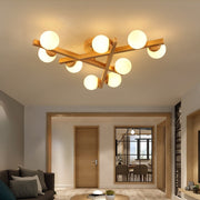 Wooden Style Living Room With Simple And Modern Ceiling Light