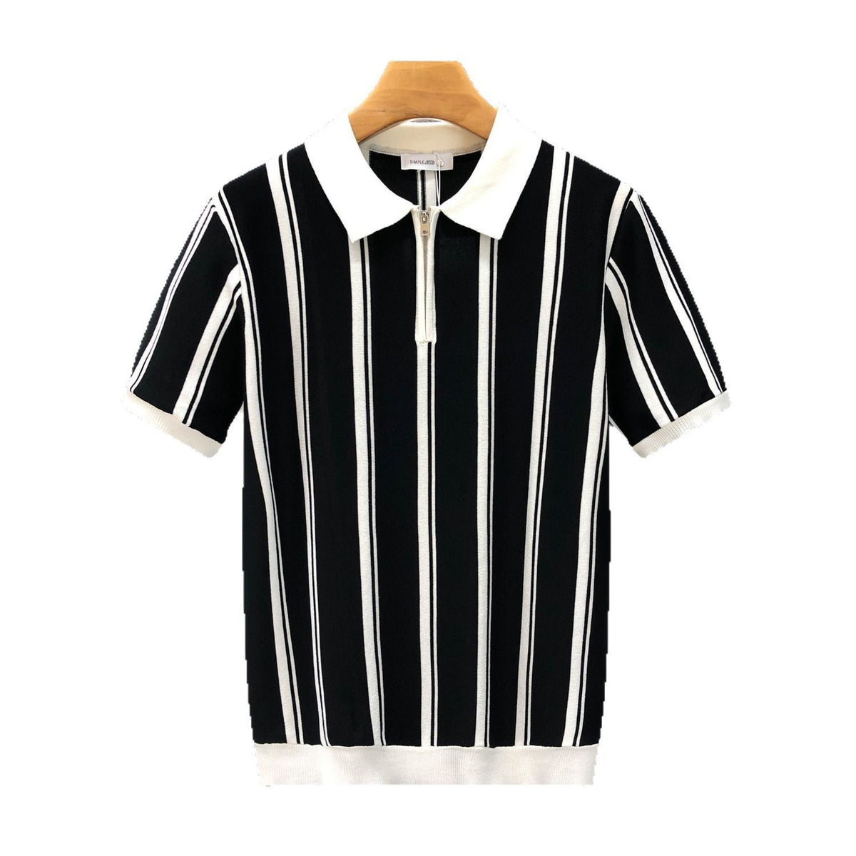 Men’s Half-Zip Striped Short-Sleeve Polo
