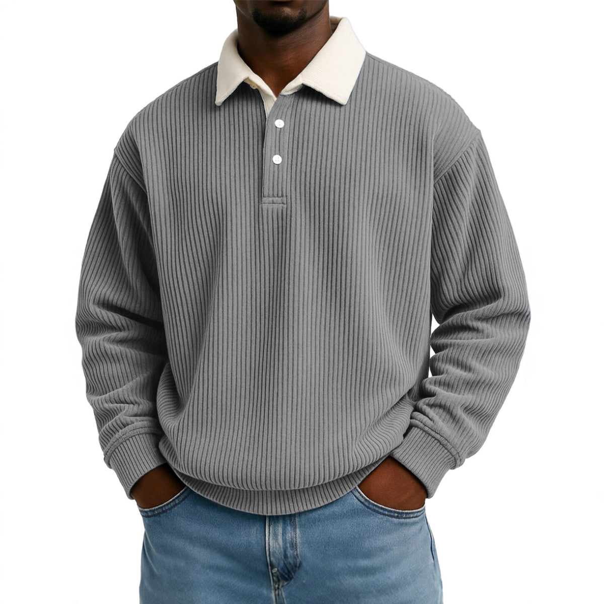 Men's Color-Block Corduroy Long-Sleeve Shirt