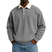 Men's Color-Block Corduroy Long-Sleeve Shirt