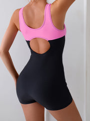 Women's Color One-Piece Swimsuit, Athletic Racerback With Cutout