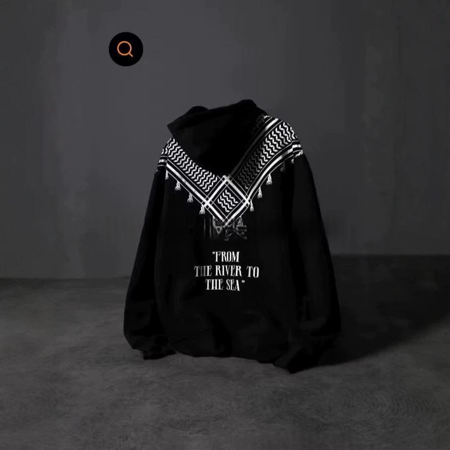 Men’s Cotton Letter-Print Hoodie with Patch Pocket