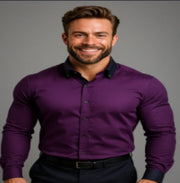 Men's Shirt Business Button Down Shirt Summer Solid Color Long Sleeve Lapel Vacation Shirt Fashion Temperament Casual Tops