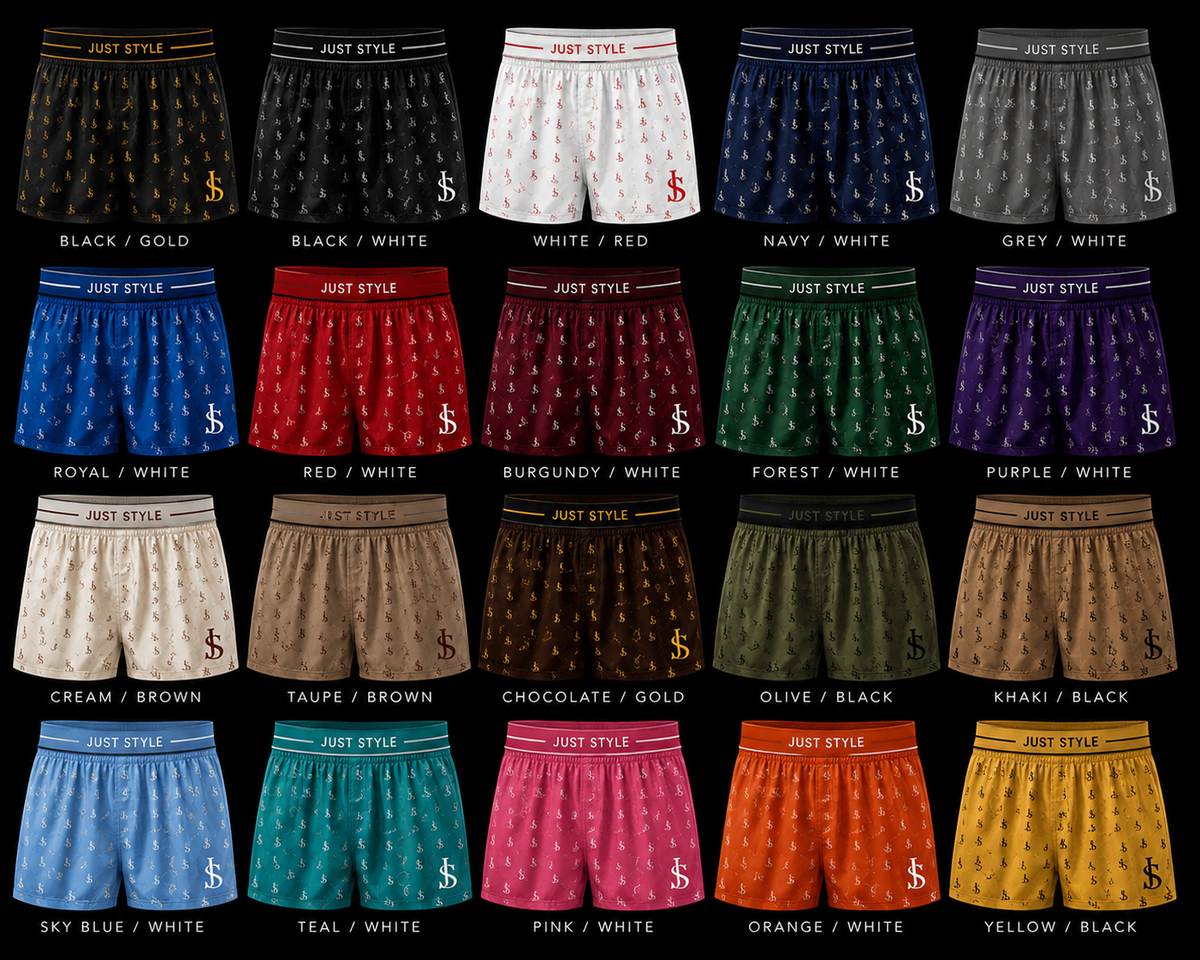 Just Style Premium Boxer Briefs – 20 Pack — Black/Gold