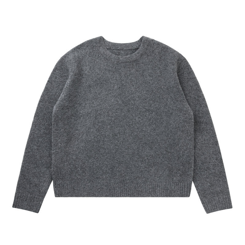 Unisex Solid Crewneck Knit Sweater