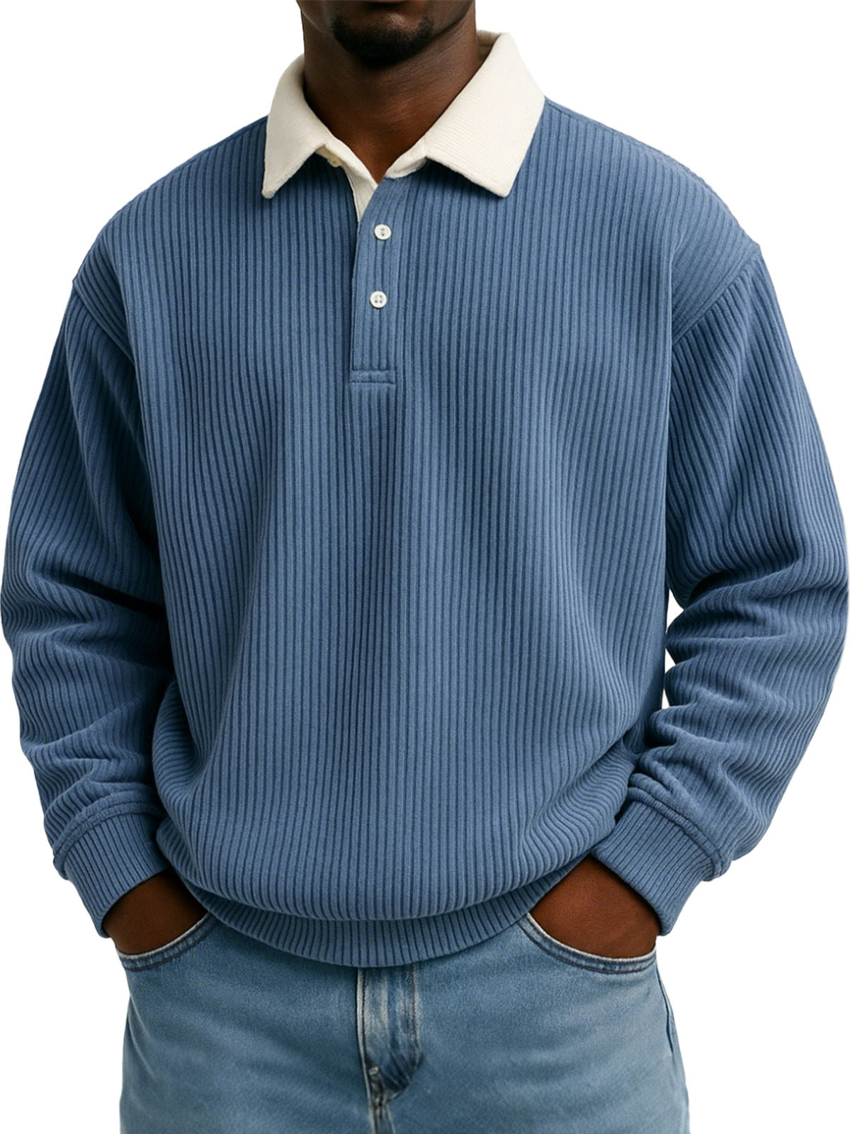 Men's Color-Block Corduroy Long-Sleeve Shirt
