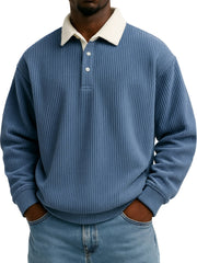Men's Color-Block Corduroy Long-Sleeve Shirt