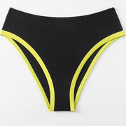 Women's Color Block Triangle Bikini Set, Crisscross Back Top & High Waist Bottom, 2 Piece Sporty Swimsuit