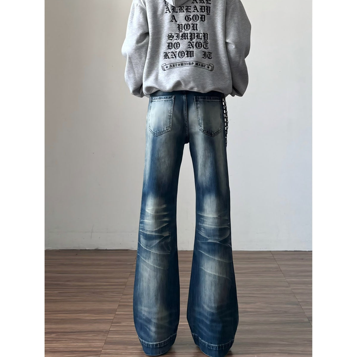 Just Style Blue Wide-Leg Flare Pants