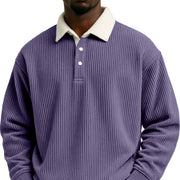 Men's Color-Block Corduroy Long-Sleeve Shirt