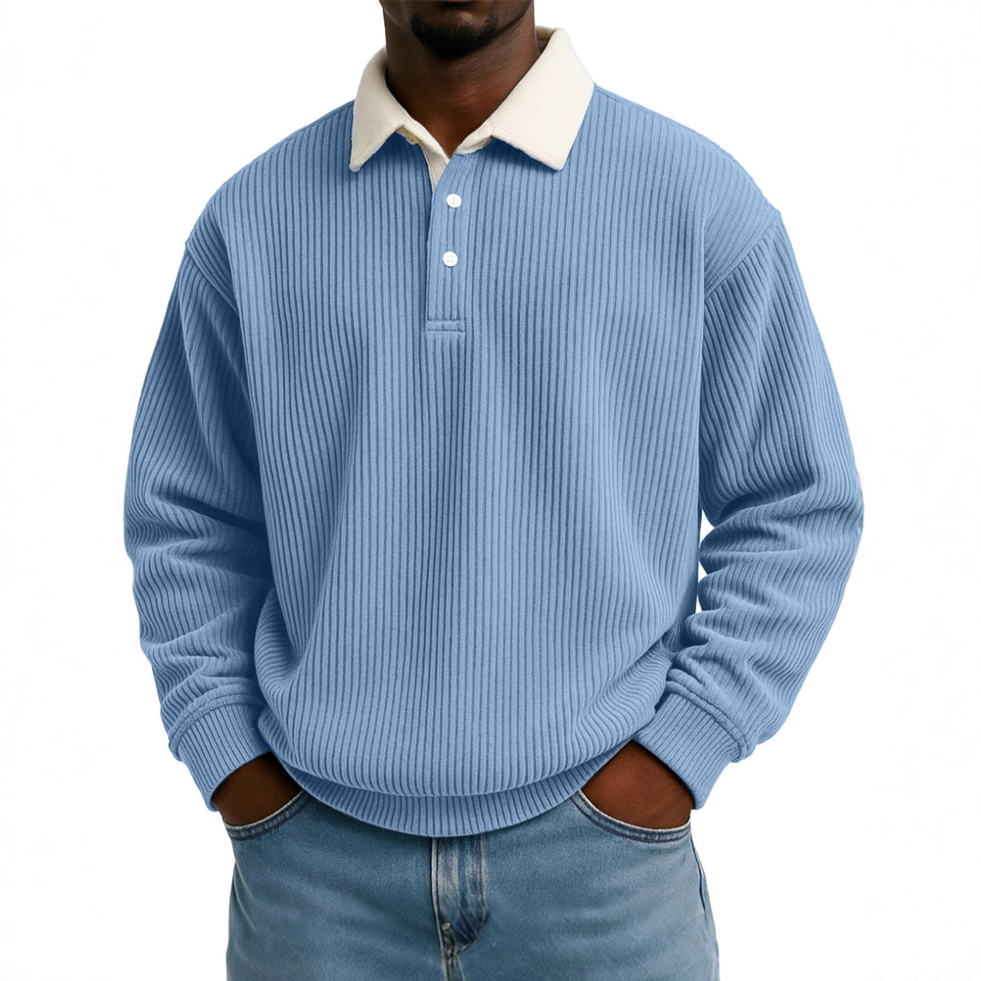 Men's Color-Block Corduroy Long-Sleeve Shirt