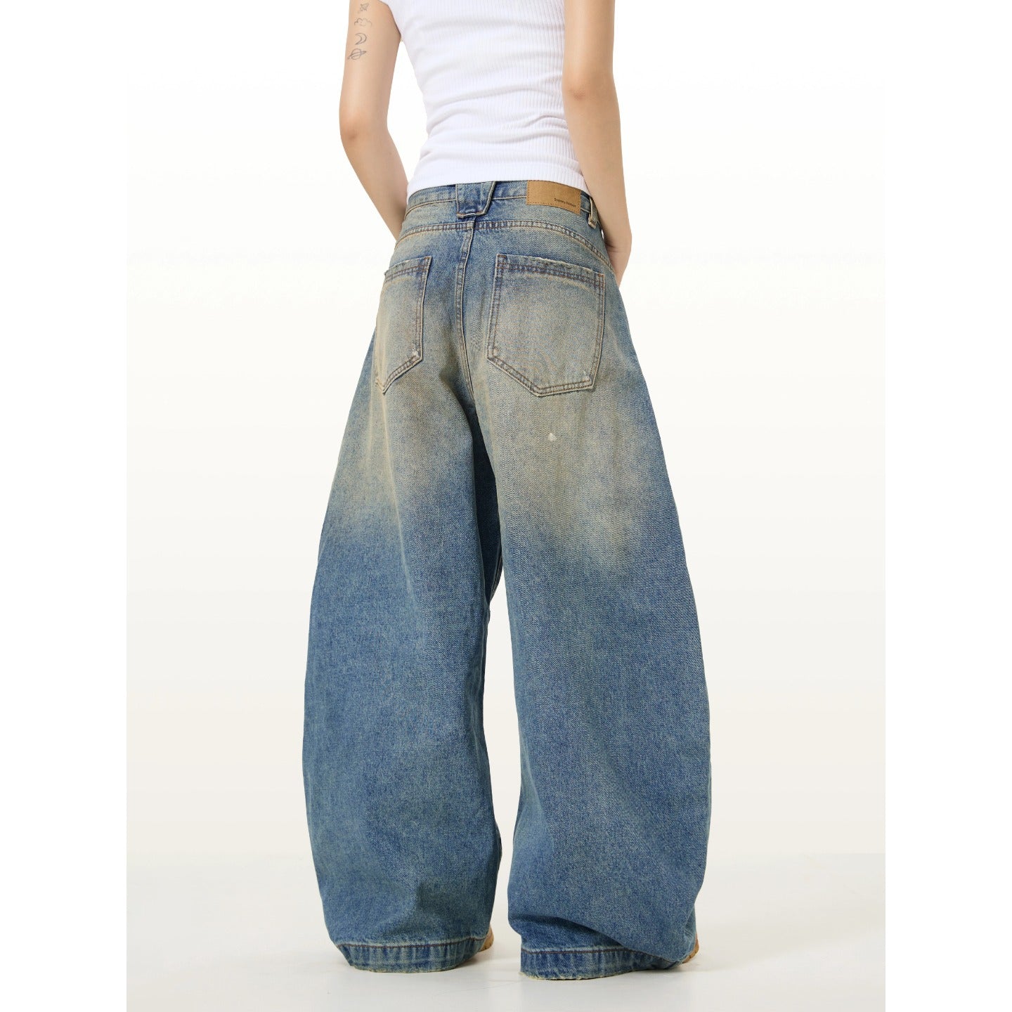 Just Style Men’s Retro Distressed Wide-Leg Jeans