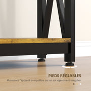 Console meuble étroite à 2 niveaux style industriel avec prises de courant et USB, 100 x 24 x 75 cm, marron