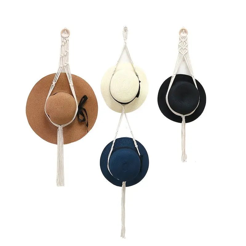 Boho Hat Organizer with Tassels for Home Decor