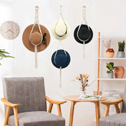 Boho Hat Organizer with Tassels for Home Decor