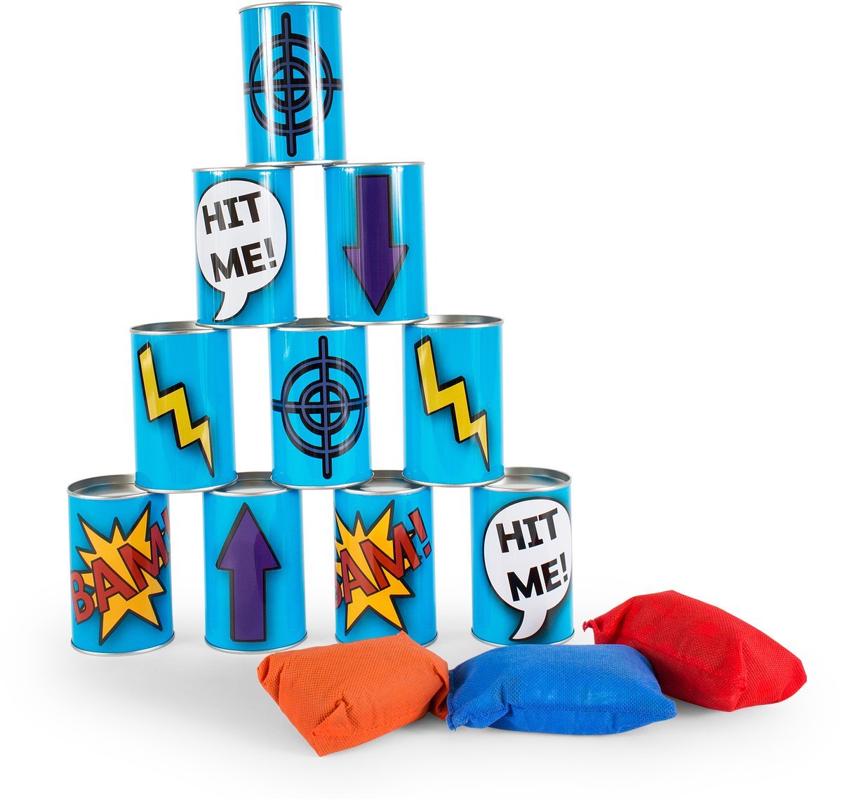 Bs toys can toss throwing game - bean bag toss - children's toys from 3 years - outdoor toys - 10 cans - blue - games for children - outdoor toys - outdoor game - outdoor games - garden toys - gift for child