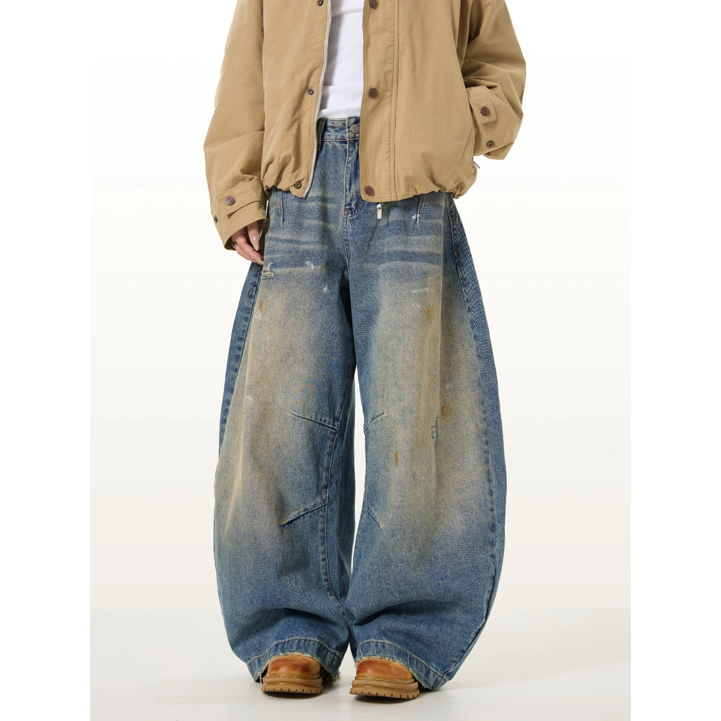 Just Style Men’s Retro Distressed Wide-Leg Jeans