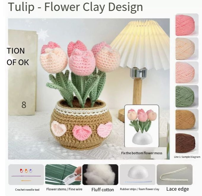 DIY Tulip & Daisy Crochet Bouquet Kit