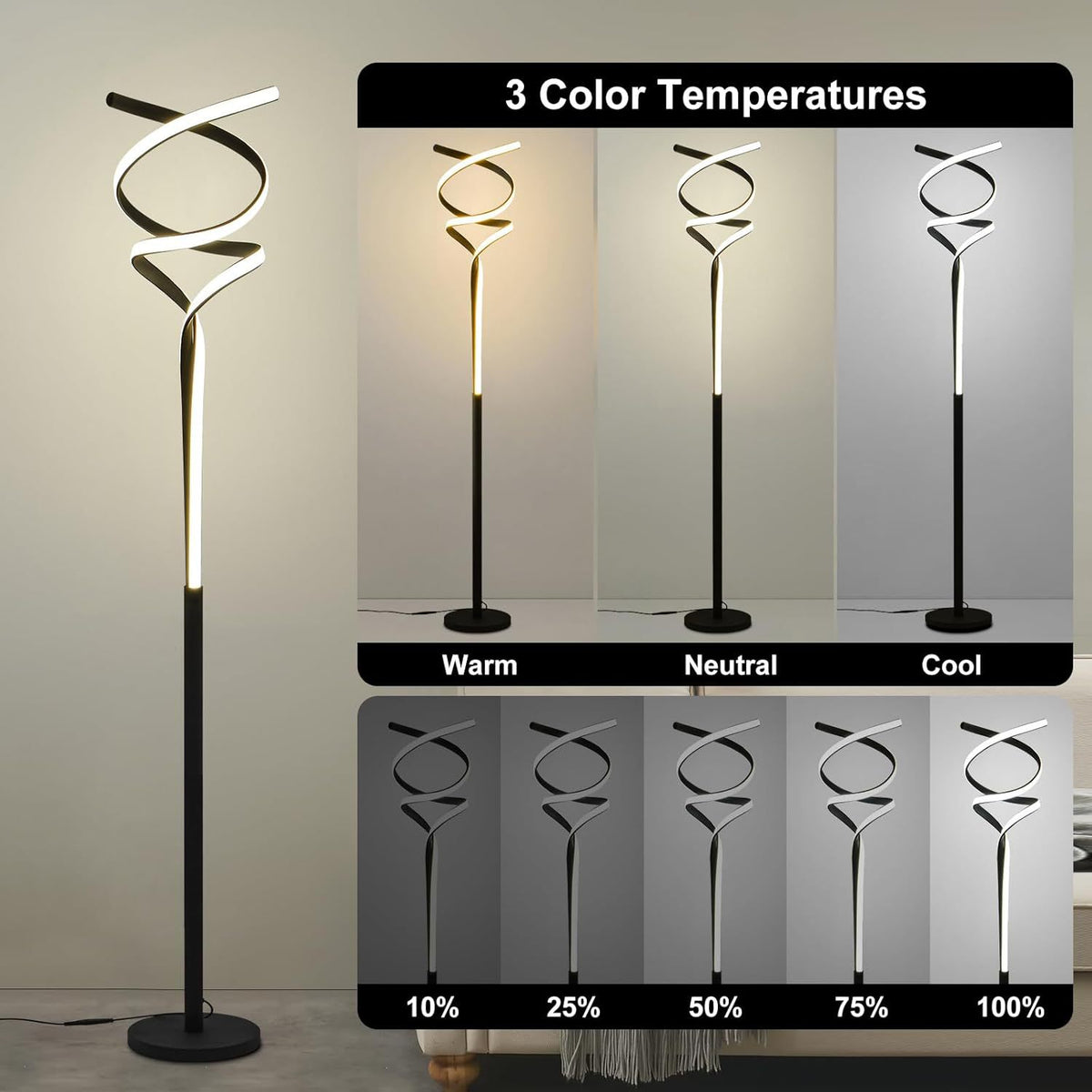 American-style Minimalist Double-helix DNA-shaped Floor Lamp