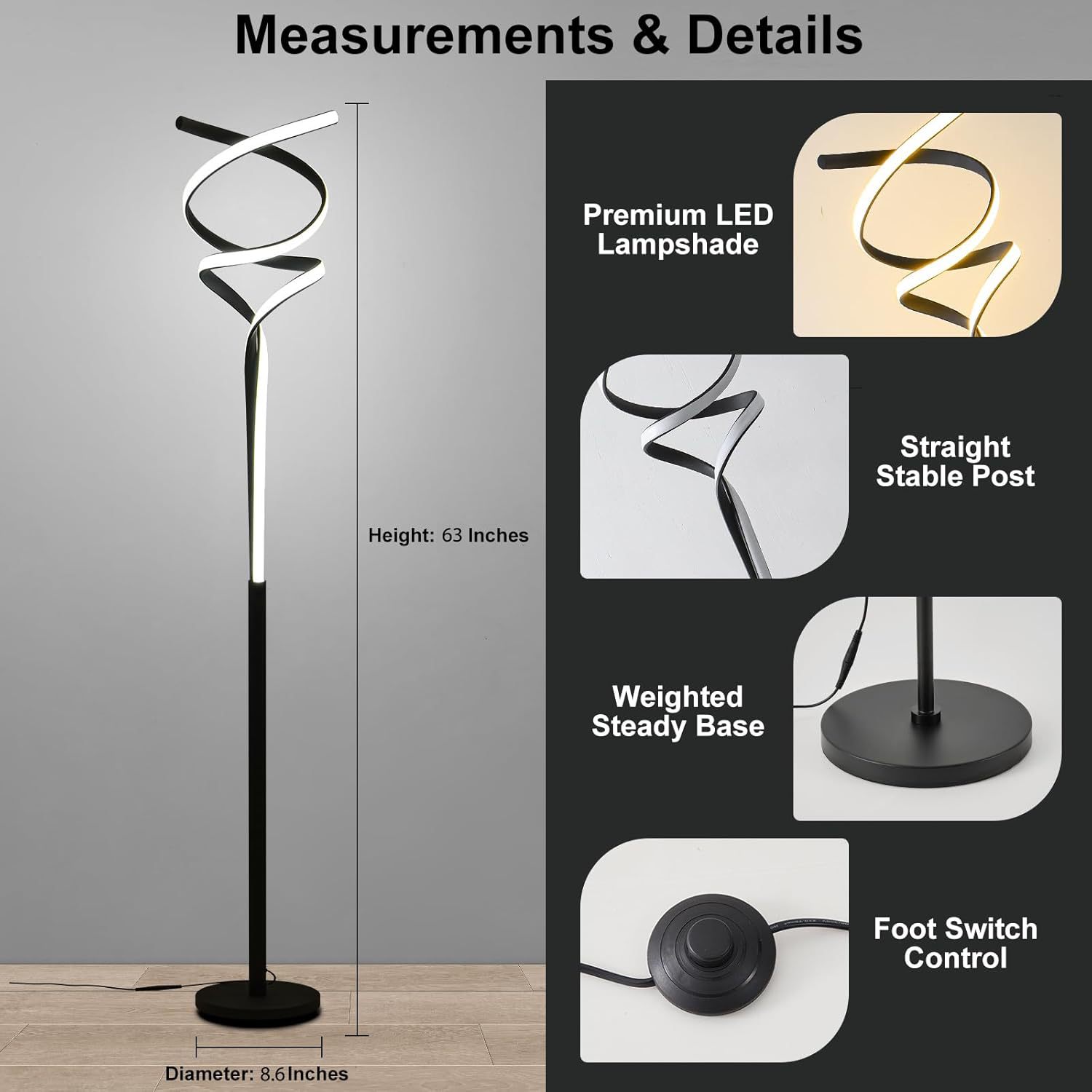 American-style Minimalist Double-helix DNA-shaped Floor Lamp