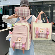 just style Large Capacity Plaid 3-Piece School Set