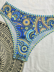 Women's Paisley Print Bandeau Bikini Set, Strapless Top With Removable Strap & High Cut Bottom