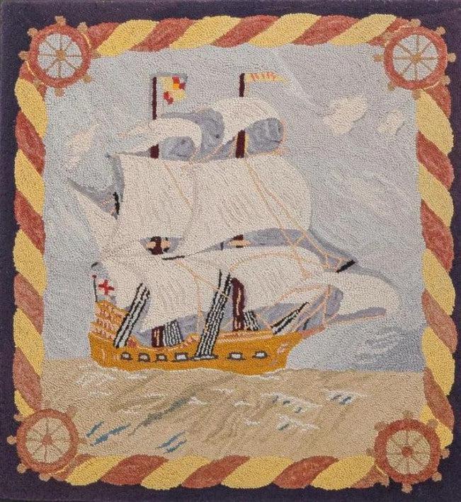 Canvello Handmade antique American Hooked Rug - 2'7'' X 2'8''