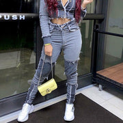 Colorblock Skinny Jeans for Women - Autumn Fashion