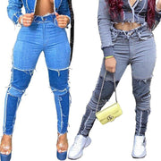 Colorblock Skinny Jeans for Women - Autumn Fashion