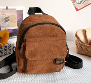 Cute Corduroy Backpack With Small Cosmetic Bag