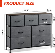 Dark Grey Dresser TV Stand With Fabric Drawers For 45 Inch TV