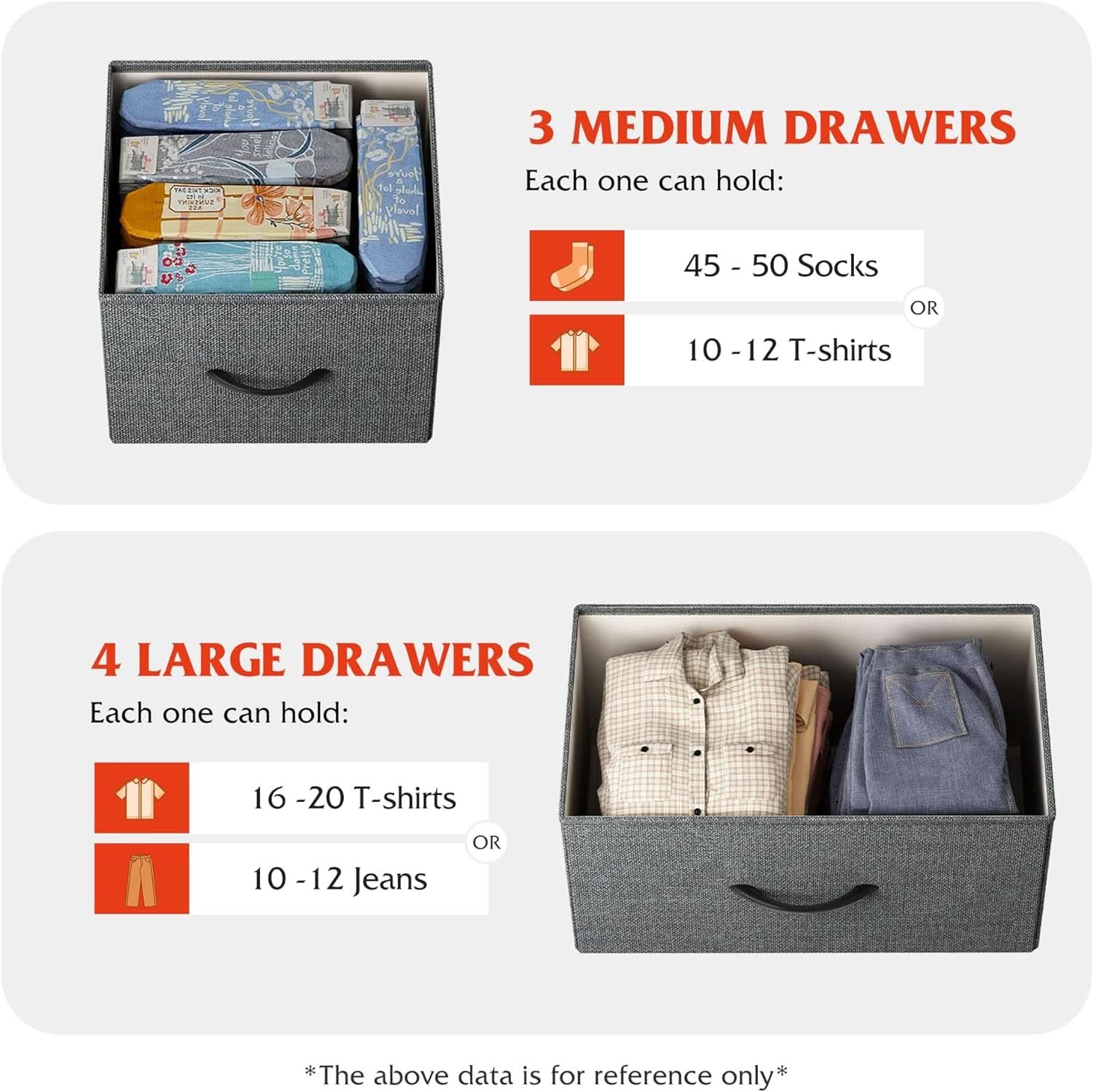 Dark Grey Dresser TV Stand With Fabric Drawers For 45 Inch TV