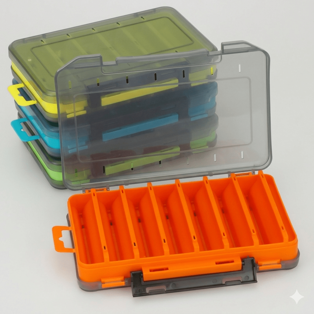 Dual-Sided 14-Compartment Fishing Tackle Box