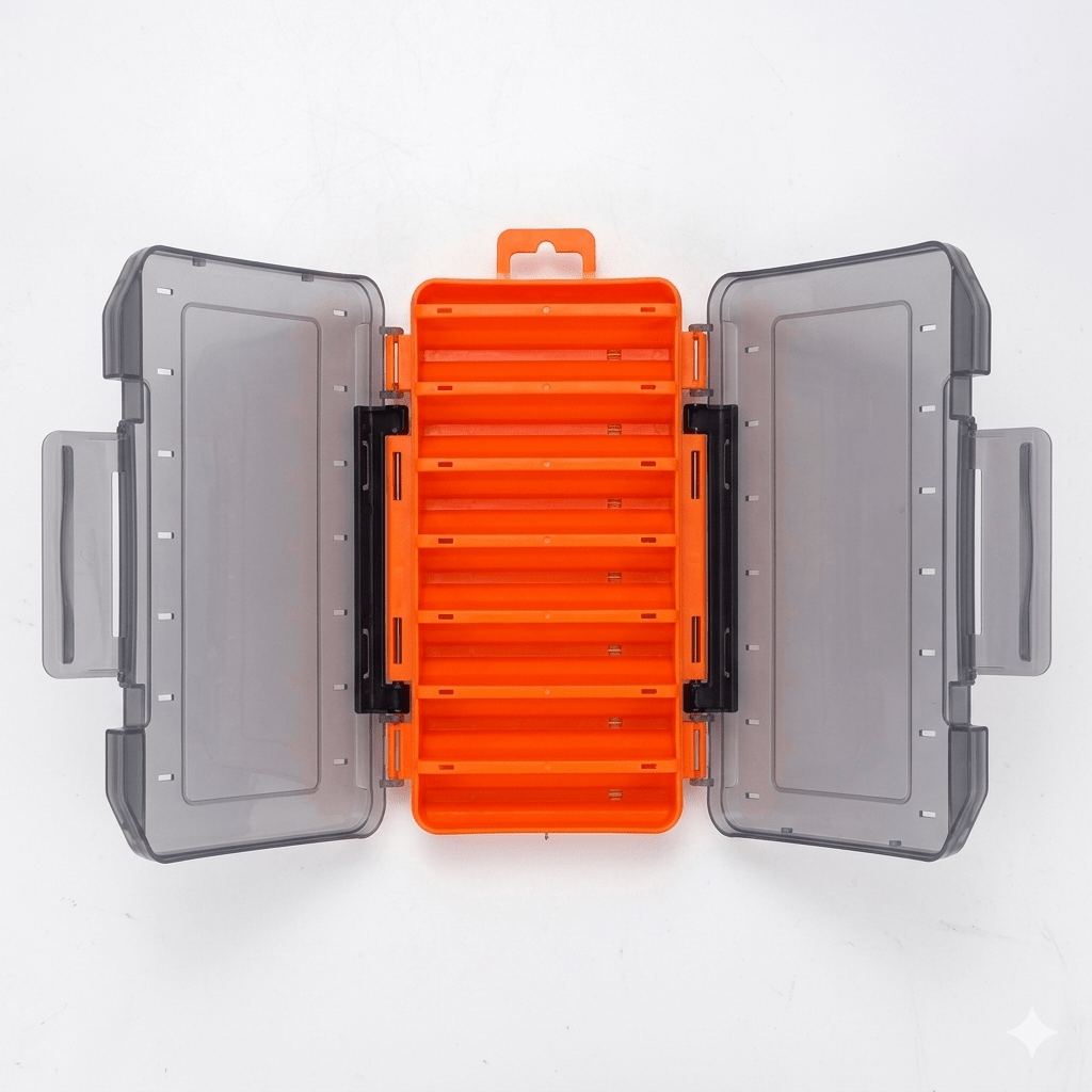 Dual-Sided 14-Compartment Fishing Tackle Box