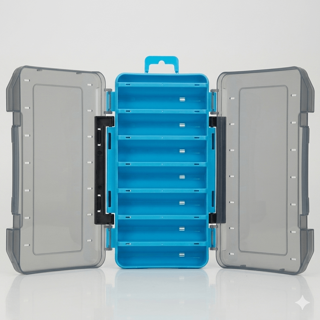 Dual-Sided 14-Compartment Fishing Tackle Box