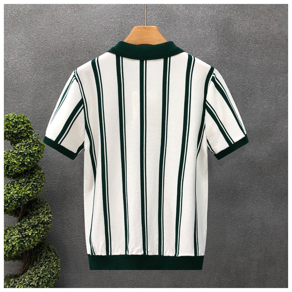 Men’s Half-Zip Striped Short-Sleeve Polo