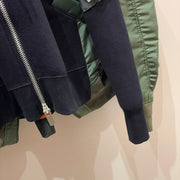 Oversized Color-Block Hoodie Jacket for Women