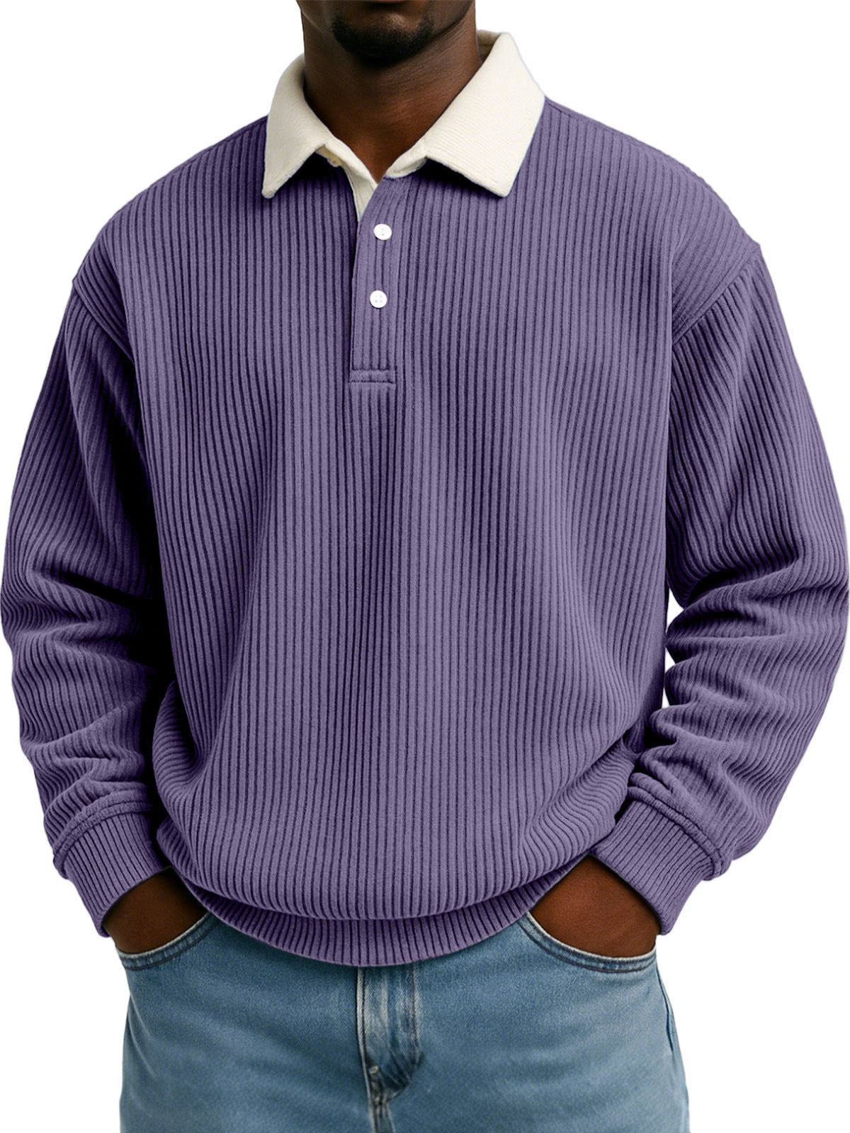 Men's Color-Block Corduroy Long-Sleeve Shirt