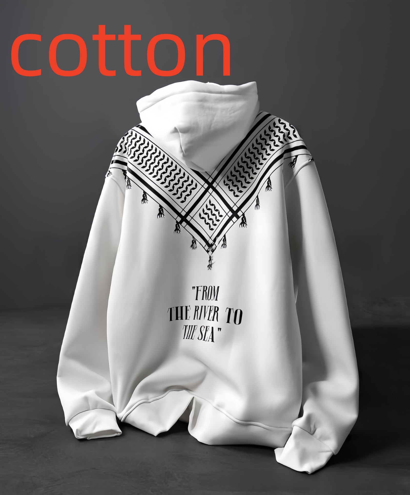 Men’s Cotton Letter-Print Hoodie with Patch Pocket