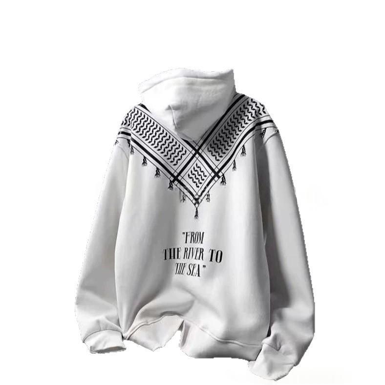 Men’s Cotton Letter-Print Hoodie with Patch Pocket