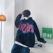 Fashion Print Loose Hoodie Sweatshirt Jacket