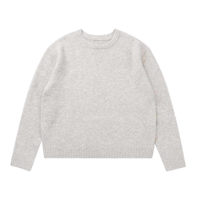 Unisex Solid Crewneck Knit Sweater