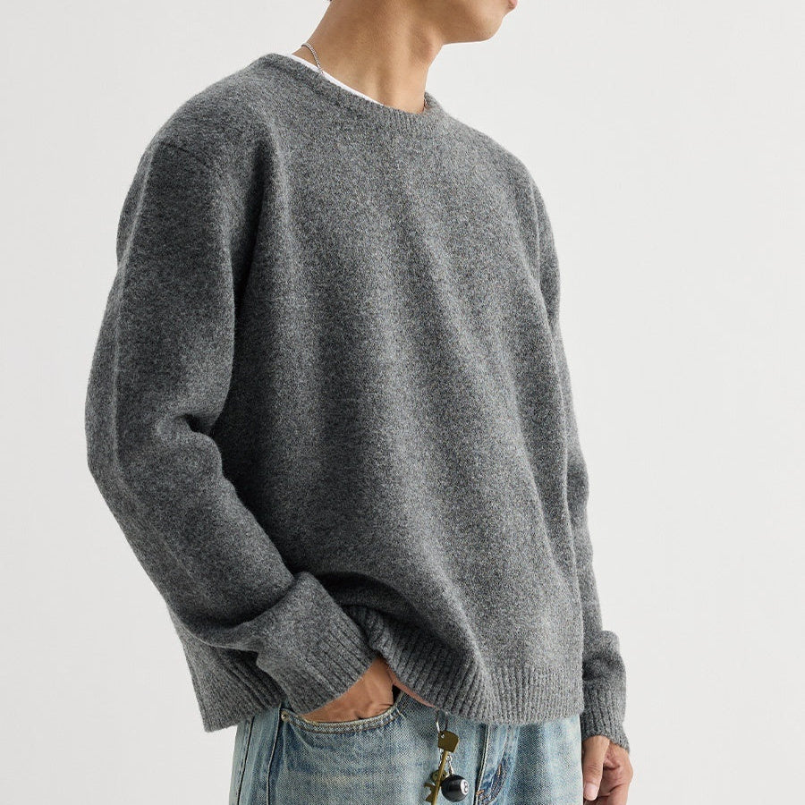 Unisex Solid Crewneck Knit Sweater