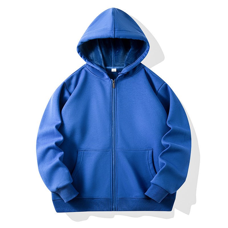 Fleece-Lined Korean Style Zip Hoodie Unisex
