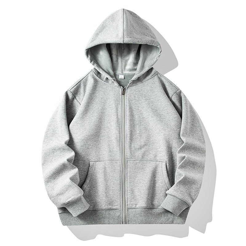 Fleece-Lined Korean Style Zip Hoodie Unisex