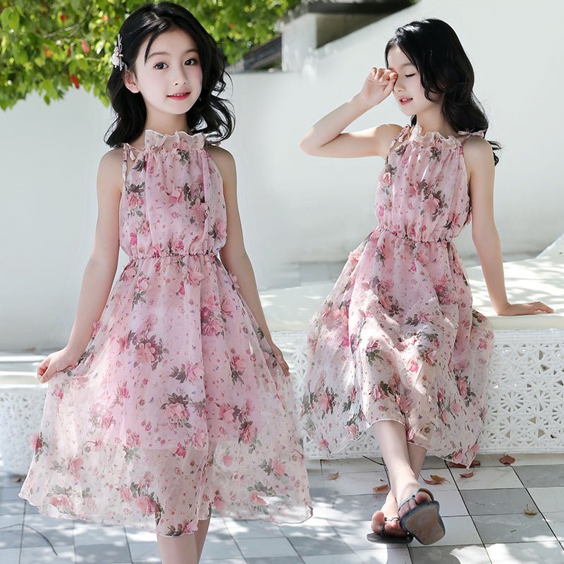 Girls' Floral Bohemian Maxi Dress