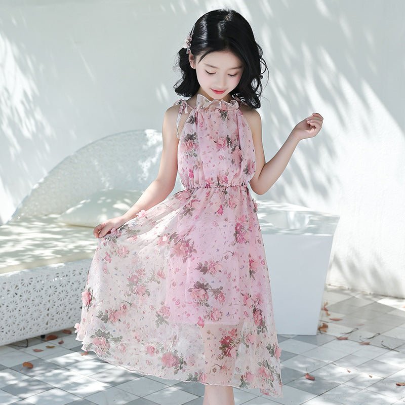 Girls' Floral Bohemian Maxi Dress