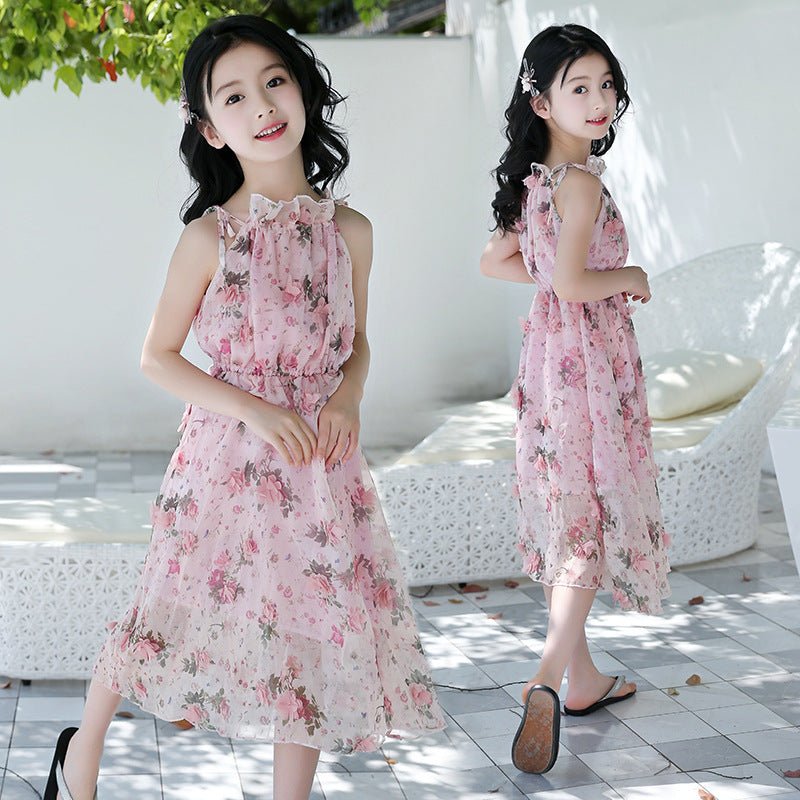 Girls' Floral Bohemian Maxi Dress
