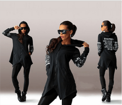 Graffiti Letter Hoodie Zipper Jacket for Women